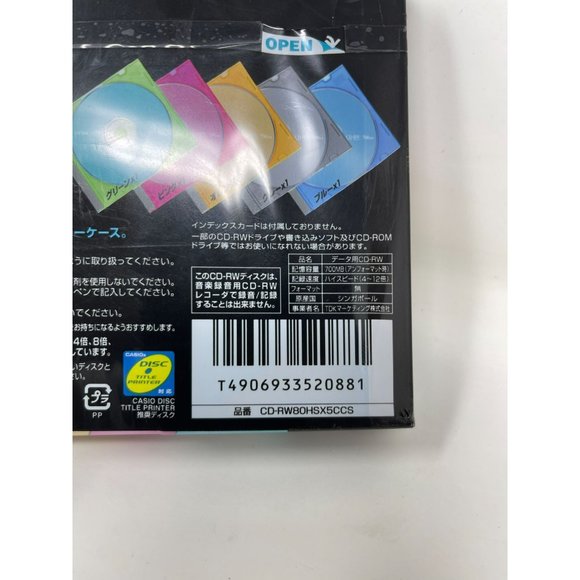 Retro‎ Japanese TDK Blank CD-RW Multicolor 5 Pack Cd's 700 mb - Picture 2 of 3